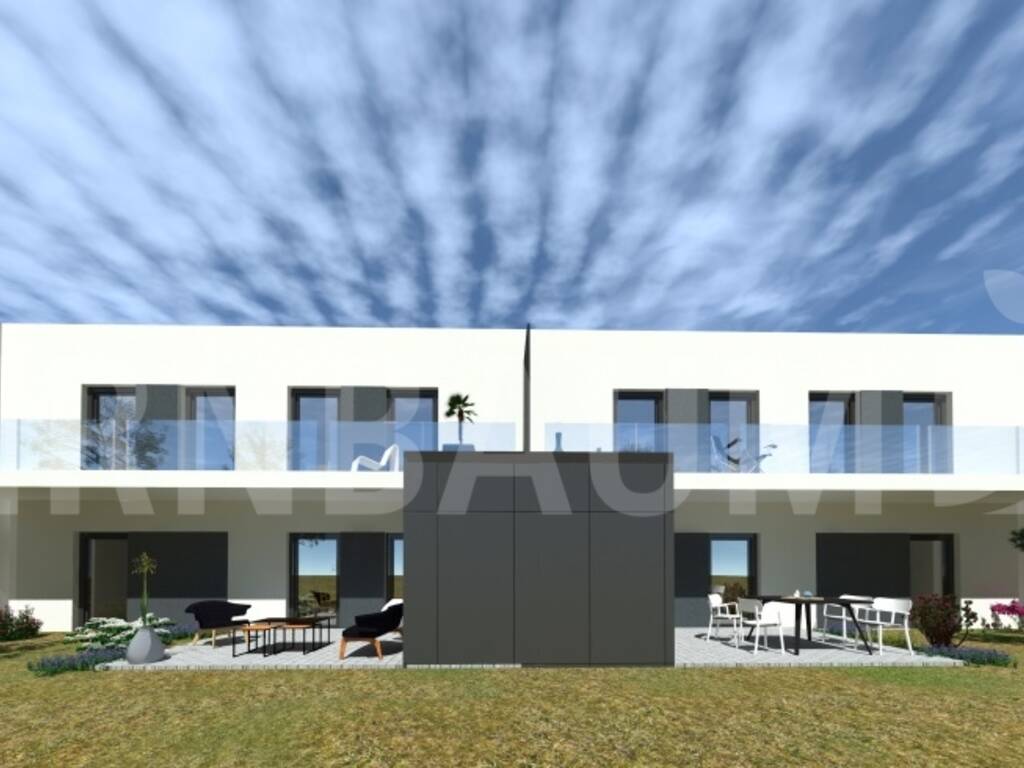 Grafik - Gebäude Südansicht mit Balkon